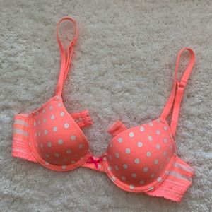 Pink polka dot bra